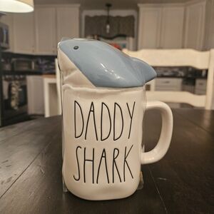 NWT Rae Dunn Daddy Shark Mug with Blue and White Accents